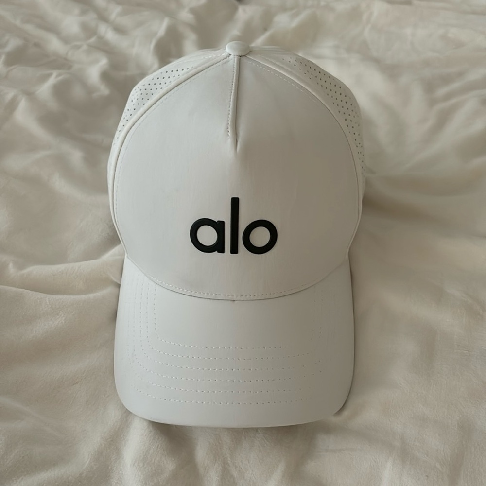 White Alo Cap with Black Lettering